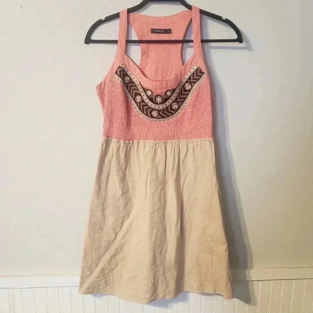 THEME Tan Pink Dress